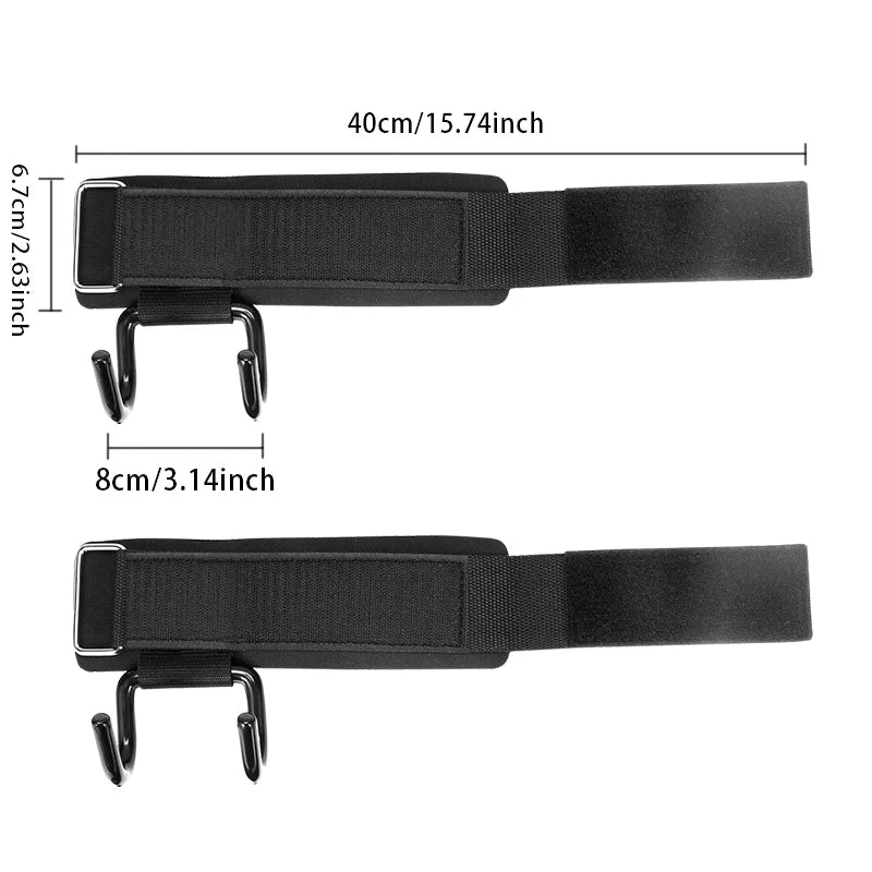 Weight Lifting Hook Grips with Wrist Wraps – Steel Barbell Hooks for Powerlifting (2pcs)