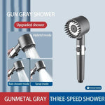 3-Mode High-Pressure Filtered Shower Head with Massage Brush