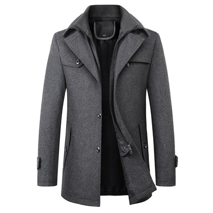 Men's Double Collar Wool Blend Coat