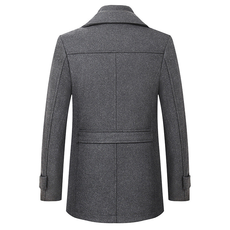 Men's Double Collar Wool Blend Coat