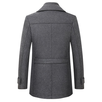 Men's Double Collar Wool Blend Coat