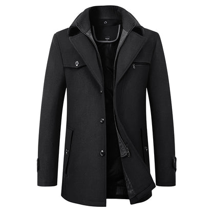 Men's Double Collar Wool Blend Coat