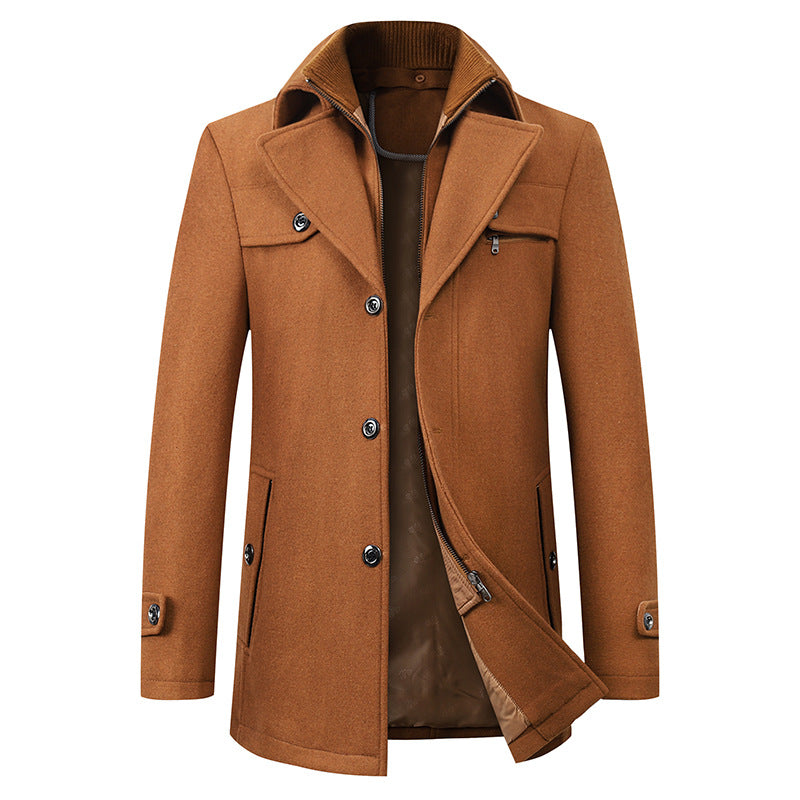 Men's Double Collar Wool Blend Coat