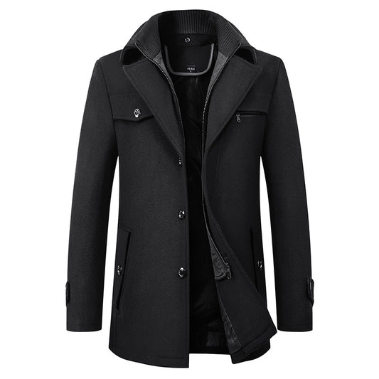 Men's Double Collar Wool Blend Coat