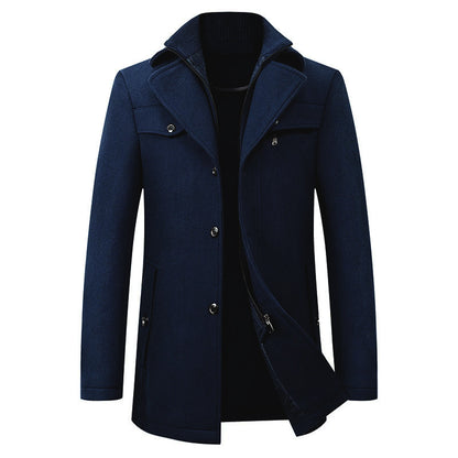 Men's Double Collar Wool Blend Coat