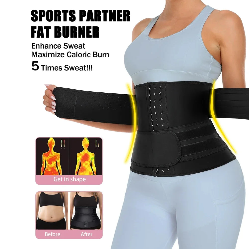 Waist Trainer Corset Belt – Neoprene Sweat Trimmer for Weight Loss & Back Support
