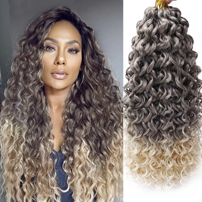 18" GoGo Curl Crochet Hair Extensions for Black Women Beach Curl Bohemian Deep Wave Braiding Hair Synthetic Braids