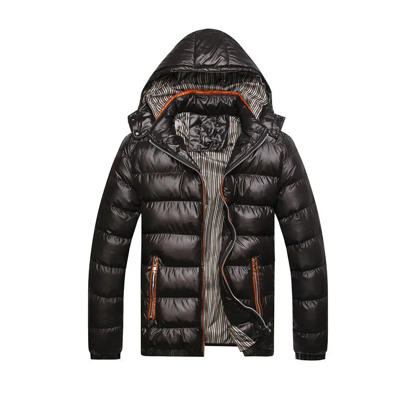 2025 Men's Casual Jacket Cotton Parka Coat Autumn Winter Hooded Cotton Padded Jacket Windproof Outdoor Travel Outwear MY136