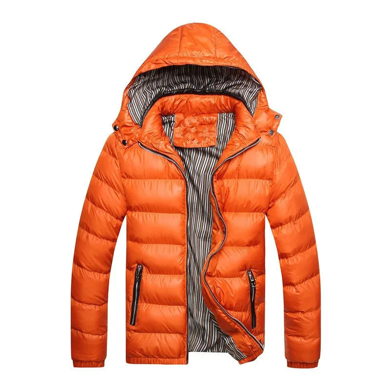 2025 Men's Casual Jacket Cotton Parka Coat Autumn Winter Hooded Cotton Padded Jacket Windproof Outdoor Travel Outwear MY136