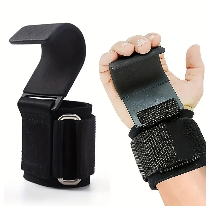Weight Lifting Hook Grips with Wrist Wraps – Gym Power Straps for Pull-Ups & Powerlifting
