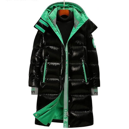 New Winter Jacket Men's Long Luxury Business Thickened Down Cotton Warm Parkas Men's Street Snow Cold-proof Hooded Padded Coat