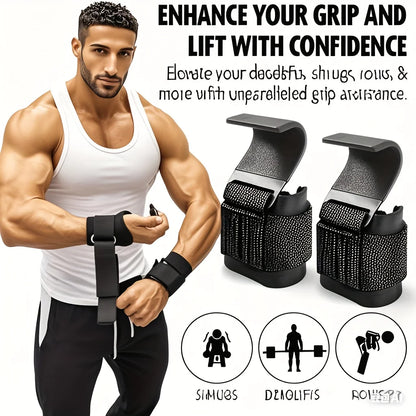 Weight Lifting Hook Grips with Wrist Wraps – Gym Power Straps for Pull-Ups & Powerlifting