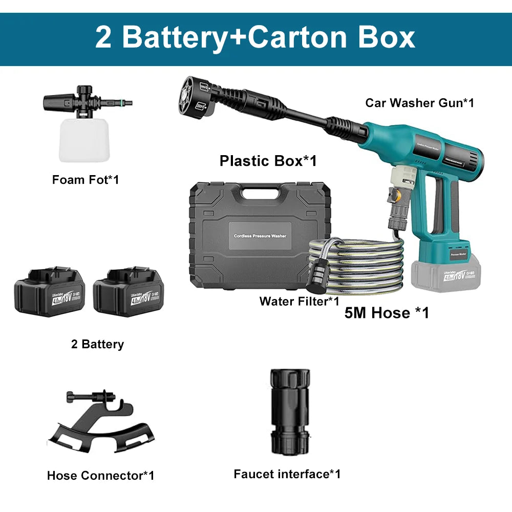250Bar Cordless Electric Pressure Washer – Brushless 6-in-1 Car Wash Gun for Makita 18V