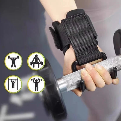 Weight Lifting Hook Grips with Wrist Wraps – Steel Barbell Hooks for Powerlifting (2pcs)