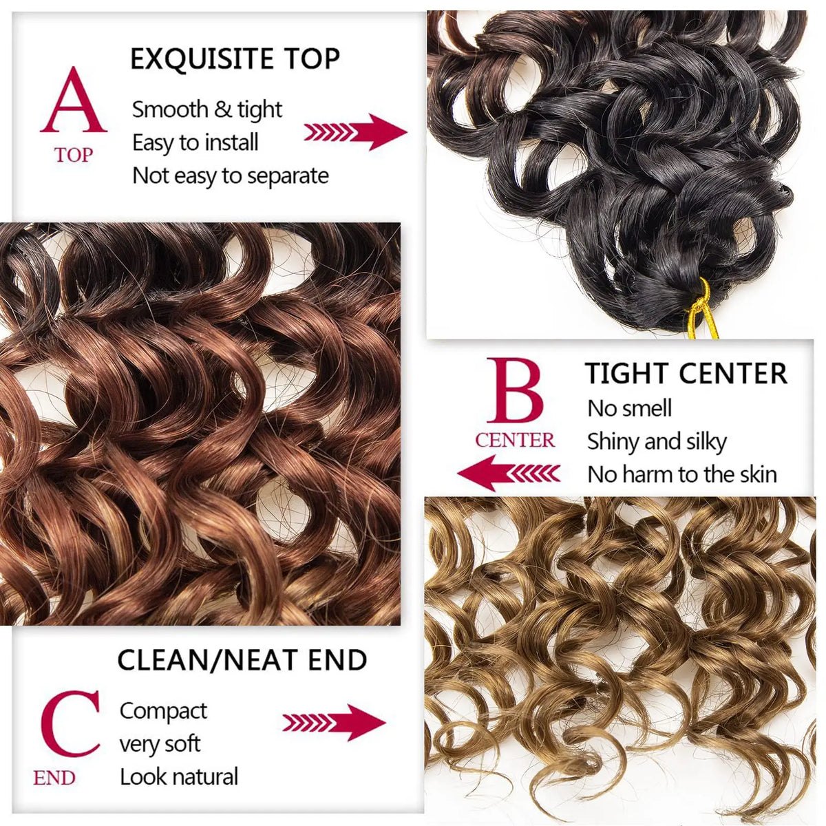 18" GoGo Curl Crochet Hair Extensions for Black Women Beach Curl Bohemian Deep Wave Braiding Hair Synthetic Braids