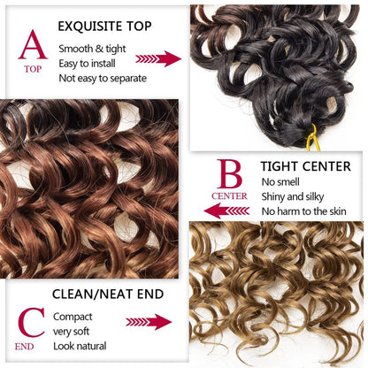 18" GoGo Curl Crochet Hair Extensions for Black Women Beach Curl Bohemian Deep Wave Braiding Hair Synthetic Braids