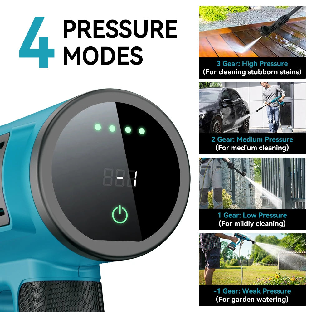 250Bar Cordless Electric Pressure Washer – Brushless 6-in-1 Car Wash Gun for Makita 18V
