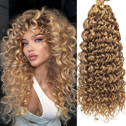 18" GoGo Curl Crochet Hair Extensions for Black Women Beach Curl Bohemian Deep Wave Braiding Hair Synthetic Braids