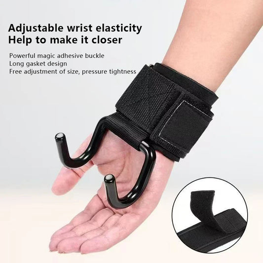 Weight Lifting Hook Grips with Wrist Wraps – Steel Barbell Hooks for Powerlifting (2pcs)
