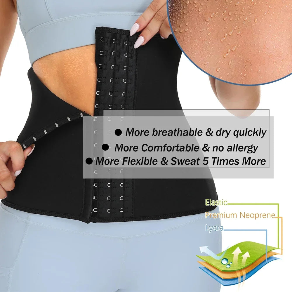 Waist Trainer Corset Belt – Neoprene Sweat Trimmer for Weight Loss & Back Support