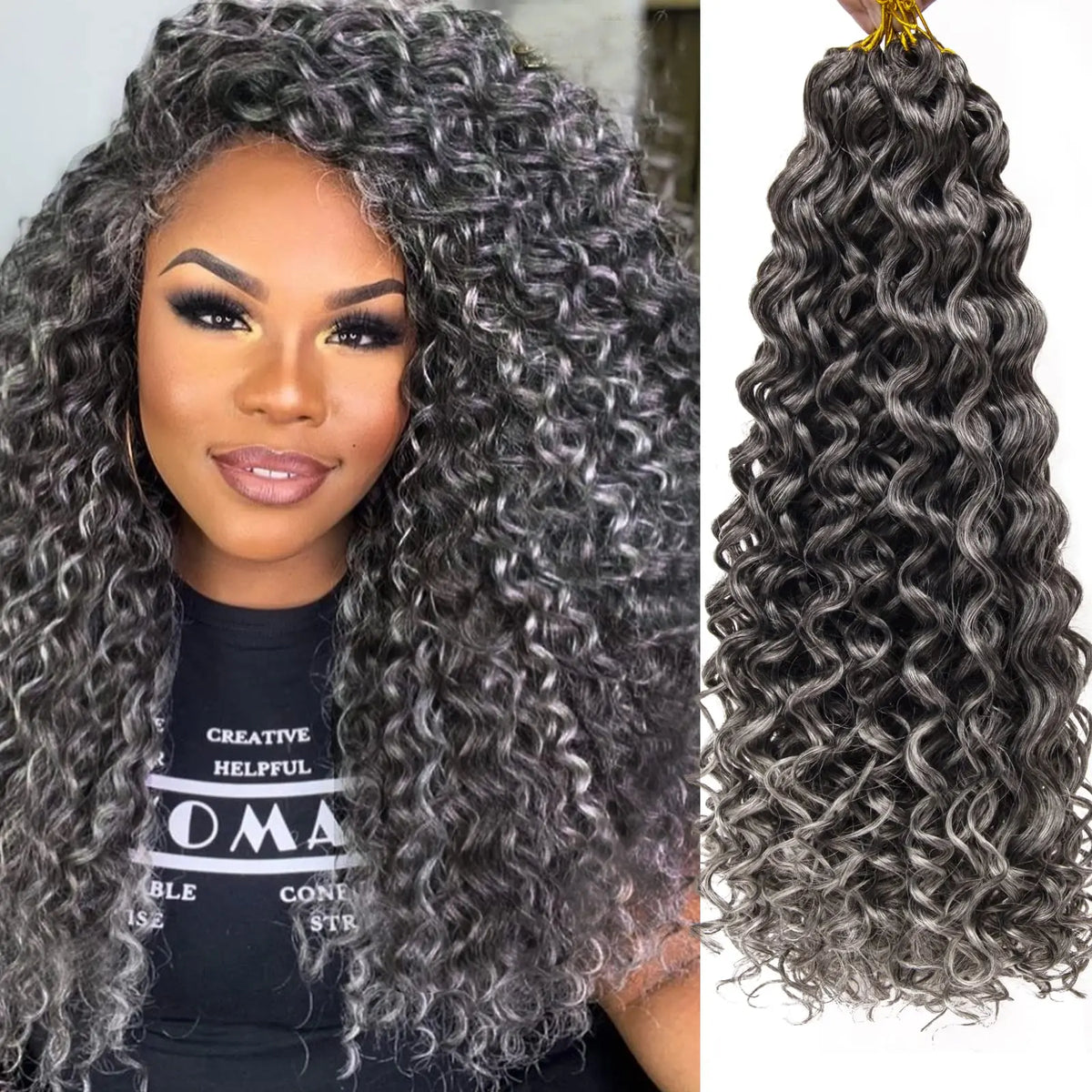 18" GoGo Curl Crochet Hair Extensions for Black Women Beach Curl Bohemian Deep Wave Braiding Hair Synthetic Braids