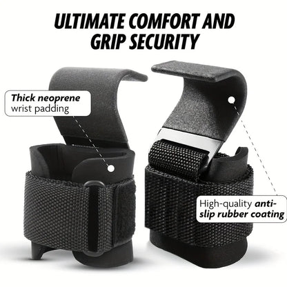 Gym Hook Grips with Wrist Wraps – Nylon Power Straps for Pull-Ups & Lifting