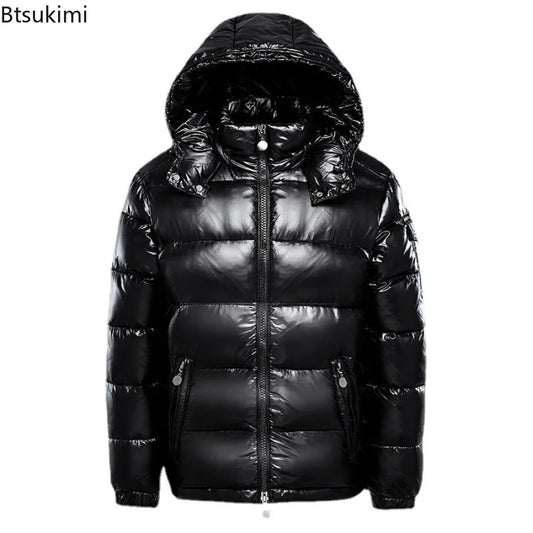 2026 Fashion Waterproof Short Cotton Jackets Men's Black Lightweight Snow Parkas High Quality Glossy Parkas Winter Jackets Male