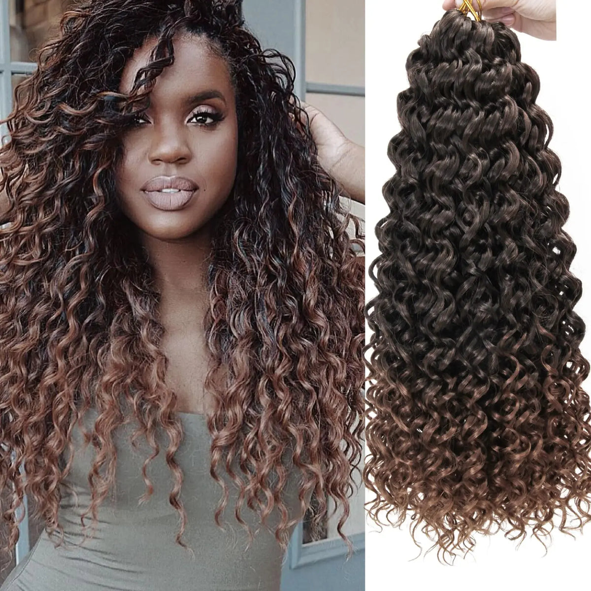 18" GoGo Curl Crochet Hair Extensions for Black Women Beach Curl Bohemian Deep Wave Braiding Hair Synthetic Braids