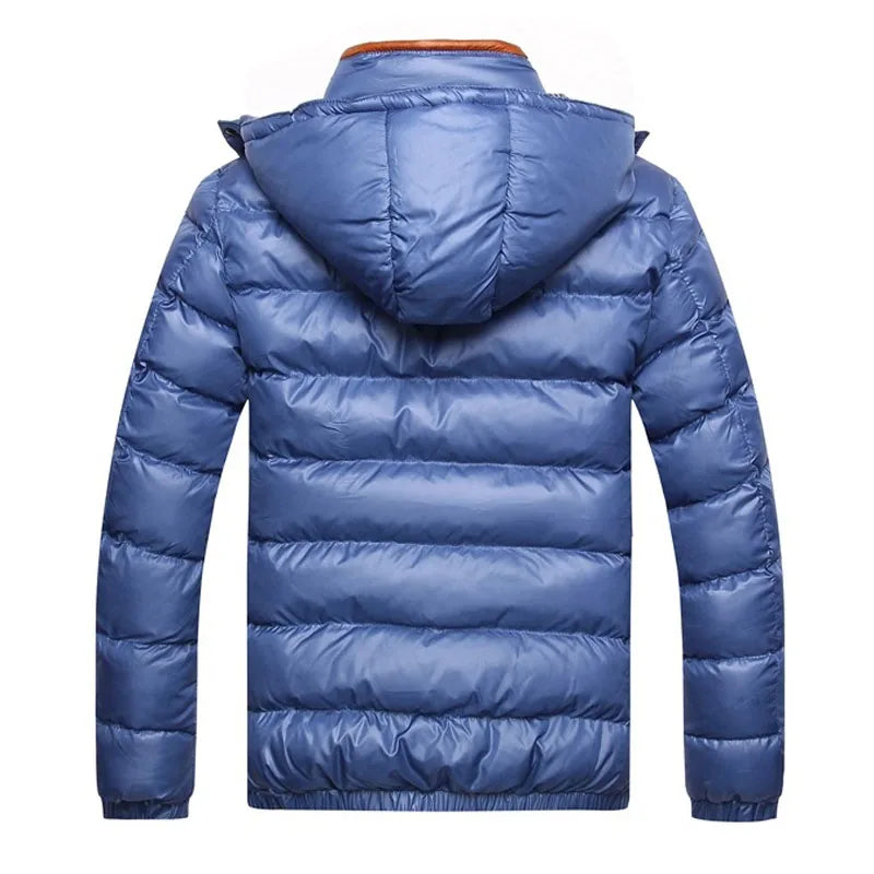 2025 Men's Casual Jacket Cotton Parka Coat Autumn Winter Hooded Cotton Padded Jacket Windproof Outdoor Travel Outwear MY136