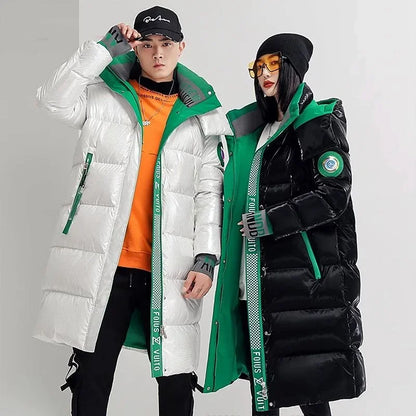 New Winter Jacket Men's Long Luxury Business Thickened Down Cotton Warm Parkas Men's Street Snow Cold-proof Hooded Padded Coat