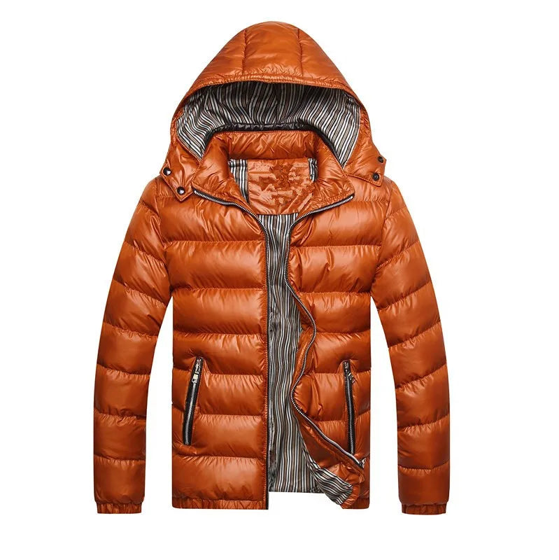 2025 Men's Casual Jacket Cotton Parka Coat Autumn Winter Hooded Cotton Padded Jacket Windproof Outdoor Travel Outwear MY136