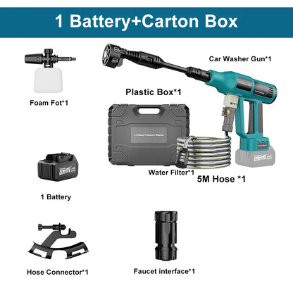 250Bar Cordless Electric Pressure Washer – Brushless 6-in-1 Car Wash Gun for Makita 18V