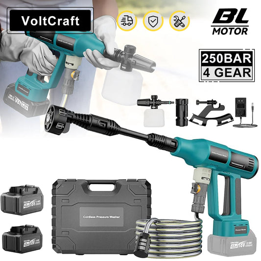 250Bar Cordless Electric Pressure Washer – Brushless 6-in-1 Car Wash Gun for Makita 18V