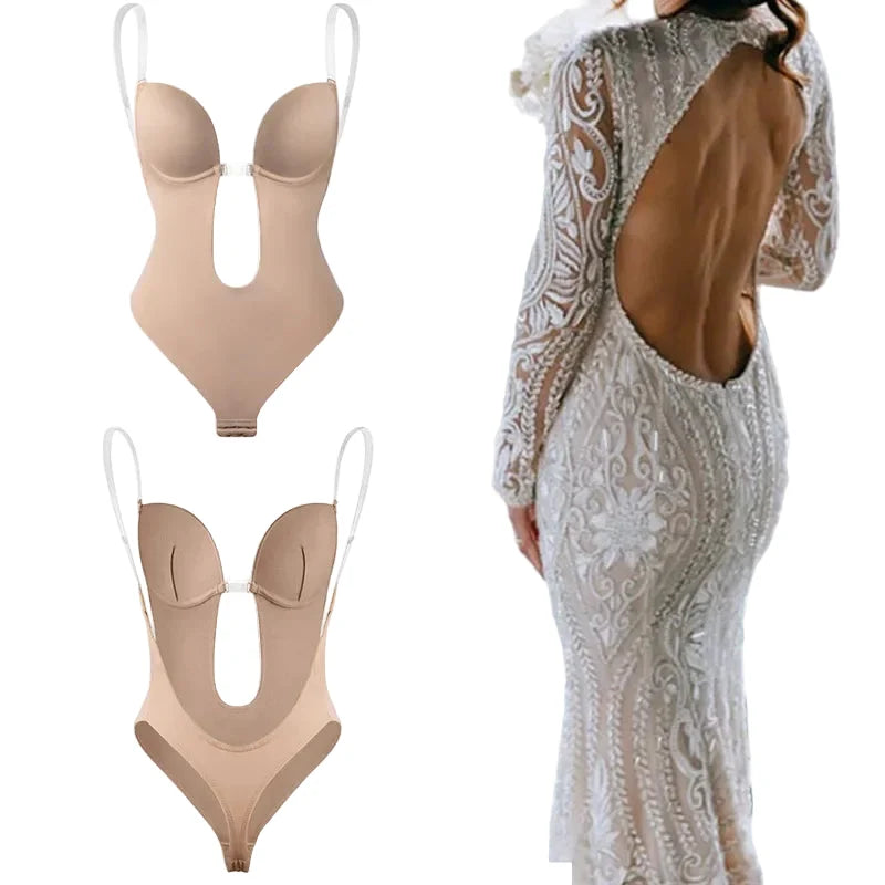 Backless Tummy-Control Thong Bodysuit