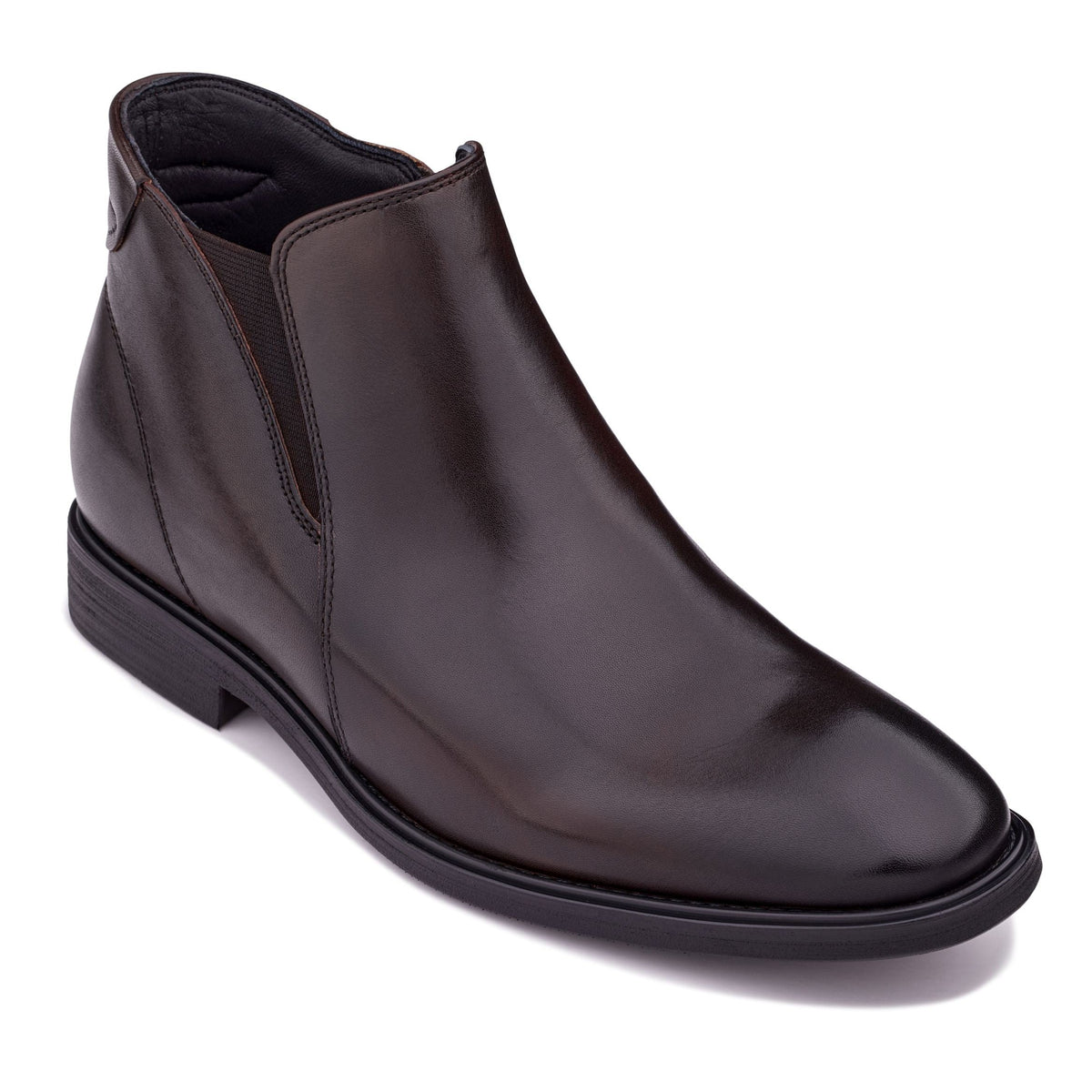 TOTO - W0371 - 2.6 Inches Taller (Rich Espresso Brown) - Soft Supple Genuine Leather Mid-Top Ankle Zipper Boot